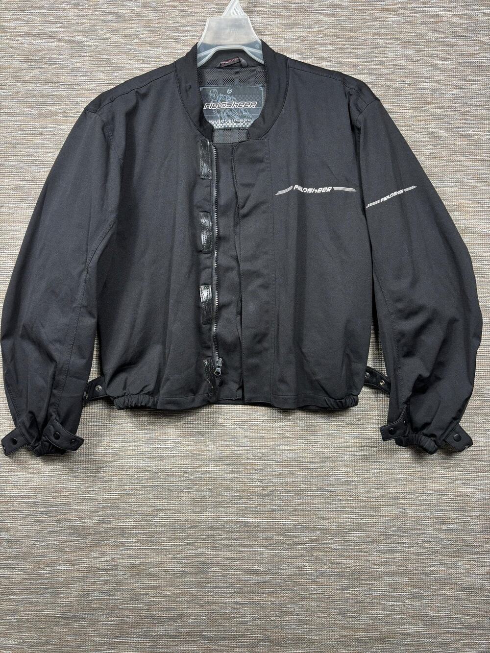 Fieldsheer Jacket Mens Large Black Motorcycle Riding Short Mesh Lined Biker